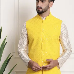 SOJANYA Geometric Woven Design Pure Cotton Nehru Jackets-picture-21