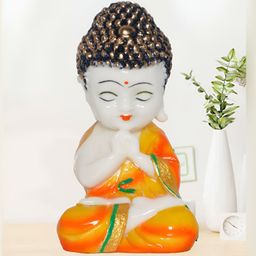 JAIPUR ACE Yellow & White Praying Monk Buddha Idol Showpiece-image-28