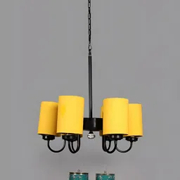 Devansh Yellow & Black Iron Quirky Ceiling Lamp-16
