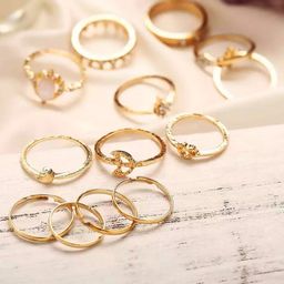 Pinapes Set Of 13 Gold-Plated Bohemian Adjustable Finger Ring-image-35