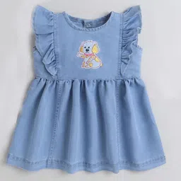 The Magic Wand Girls Round Neck Flutter Sleeve Cotton Fit & Flare Dress-image-16