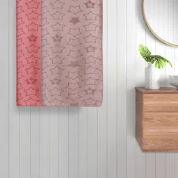 FABINALIV Kids Red & Pink 2 Pieces Geometric Printed 350 GSM Cotton Bath Towels-15