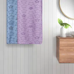 FABINALIV Kids 2-Pcs Blue & Purple Printed 350 GSM Cotton Bath Towels-picture-1