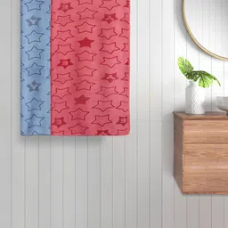 FABINALIV Kids 2-Pcs Red & Blue Printed 350 GSM Cotton Bath Towels-6