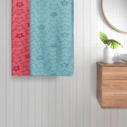 FABINALIV Kids 2-Pcs Blue & Pink Printed 350 GSM Cotton Bath Towels-picture-16