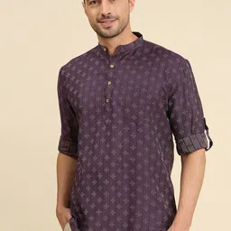 RAJUBHAI HARGOVINDAS Men Woven Design Above Knee Length Regular Cotton Kurta-picture-28