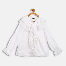 Antheaa White Ruffled Chiffon Shirt Style Top-picture-31
