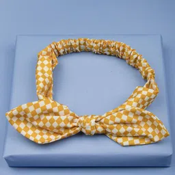 Arendelle Girls Yellow Checked Rabbit Ear Knot Headband-40
