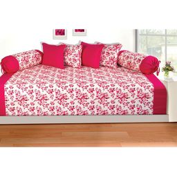 SHADES of LIFE White & Pink Floral  8-Pcs Cotton Bedsheet With Bolster & Cushion Covers-11
