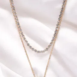 OOMPH Set of 2 Crystals Layered Necklace-24