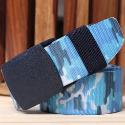 Kastner Men Blue & Grey Camouflage Printed Canvas Belt-image-63