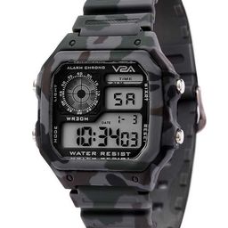 V2A Men Grey Dial & Camouflage Printed Straps Digital Multi Function Watch V2A-1299-Grey-Camo-34