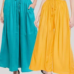 Clora Creation Women Pack Of 2 Flared Knitted Palazzos-picture-14