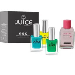 JUICE Set of 3 One Coat Nail Polishes with Nail Polish Remover-84