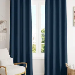 HOMEMONDE Navy Blue Set of 2 Black Out Long Door Curtain-6