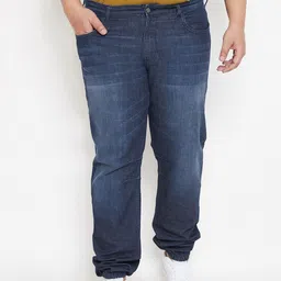 Instafab Plus Men Navy Blue Light Fade Jeans-48
