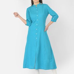 Pistaa Women Blue A-Line Pure Cotton Kurta-picture-29