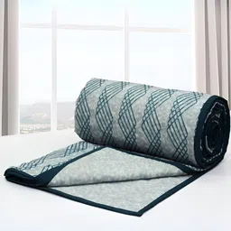 Aurave Blue & Grey Geometric Cotton AC Room 150 GSM Single Bed Dohar-image-44