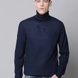 GANT Men Navy Blue Solid Pullover with Fuzzy Detail-image-88