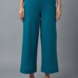 elleven Women Blue Knitted Palazzos-50