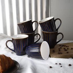 The Decor Mart Blue & Brown Solid Ceramic Glossy Mugs Set of Cups and Mugs-35