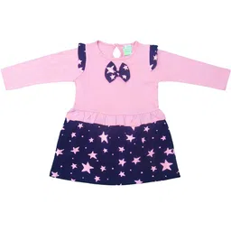 Clothe Funn Girls Star Printed Bow Detail Cotton Peplum Dress-picture-20