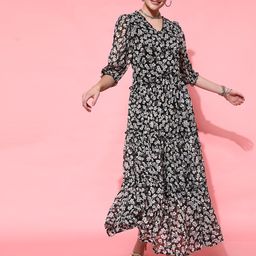 STREET 9 Women Black Floral Dress-picture-49
