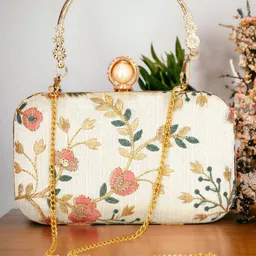 Toobacraft Embroidered Embellished Box Clutch-image-96