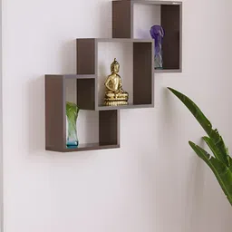 bluewud Grubbin Brown Wooden Corner Wall Shelf-40