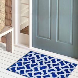 Kuber Industries  Blue  & White Wave Design Non-Slip Velvet Door Mat-image-6