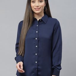 Cottinfab Women Navy Blue Formal Shirt-image-54