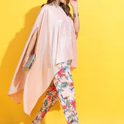Vishudh Women Peach-coloured Floral Viscose Rayon Kurta with Trouser-30