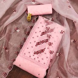 KALINI Floral Embroidered Zari Unstitched Dress Material-image-102