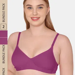 KOMLI Pack of 2 Lightly Padded Non-Wired Cotton Bra-image-75
