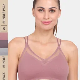 Amour Secret Pack of 3 Lightly Padded Anti Odour Sports Bra-image-101