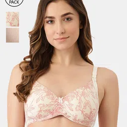 Inner Sense Off White & Beige Floral Bra Lightly Padded-picture-15