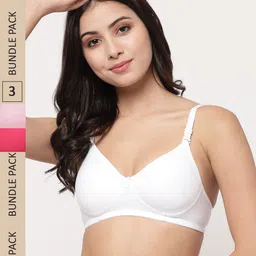 College Girl Pack Of 3 Cotton Lightly Padded Full Coverage All Day Comfort Seamless Bra-picture-11