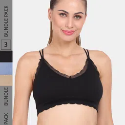 Amour Secret Pack of 3 Lightly Padded Anti-Odour Sports Bra-image-88