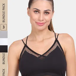 Amour Secret Pack Of 3 Lightly Padded Non Wired Anti-Odour Workout Sports Bra-image-45