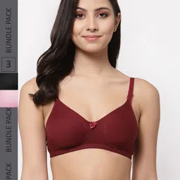 College Girl Pack Of 3 Cotton Lightly Padded Full Coverage All Day Comfort Seamless Bra-picture-7