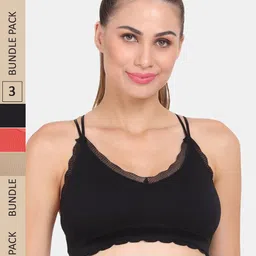 Amour Secret Pack Of 3 Ribbed Lightly Padded Anti Odour Sports Bra-image-48