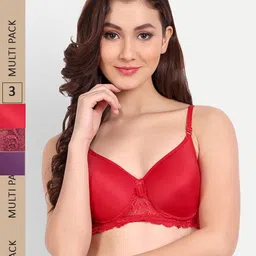 FIMS Pack of 3 Rapid-Dry Lace Lightly Padded Bra Fancy_Pad_Bra_RedPurpleMaroon-image-27
