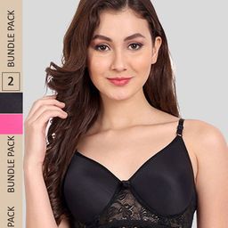FIMS Pack of 2 Floral Lightly Cotton Padded Bra-image-53