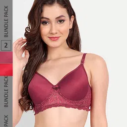 FIMS Pack Of 2 Floral Bra Lightly Padded-image-96