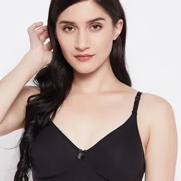 Clovia Solid Black Lightly Padded Cotton Bra-13