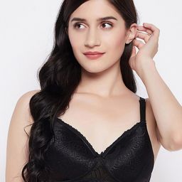 Clovia Solid Black Lightly Padded Bra-image-82