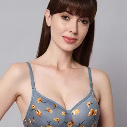 Imsa Moda Floral Printed Half Coverage Lightly Padded Everyday Bra-35