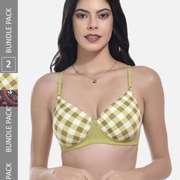 StyFun Pack Of 2 Checked Bras Full Coverage Lightly Padded-58