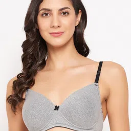 Clovia Grey Full Coverage Lightly Padded Cotton T-shirt Bra With All Day Comfort-image-67