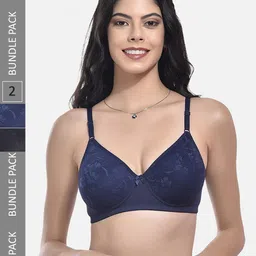 StyFun Pack Of 2 Self-Design Full Coverage Lightly Padded All Day Comfort Bra-12